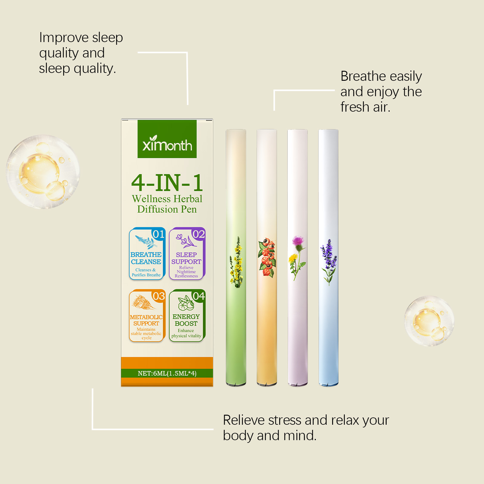 4 in 1 허벌 에너지 콤보 스틱, 자연 건강 지원, - Natural Herbal Wellness 리뷰 및 가격