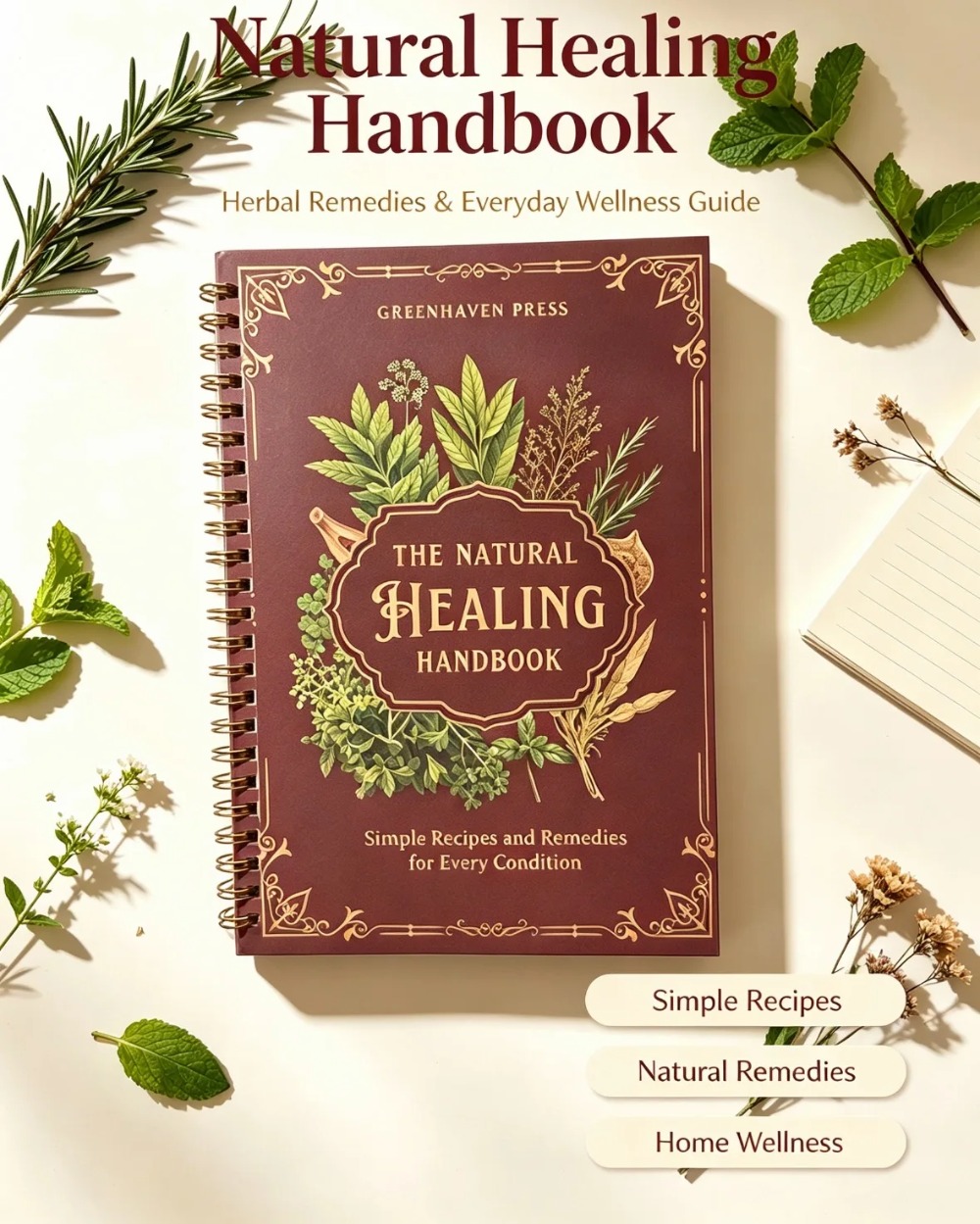자연 치유 핸드북 천연 허브 요법 가이드북 가정 건강  - Natural Herbal Wellness 리뷰 및 가격